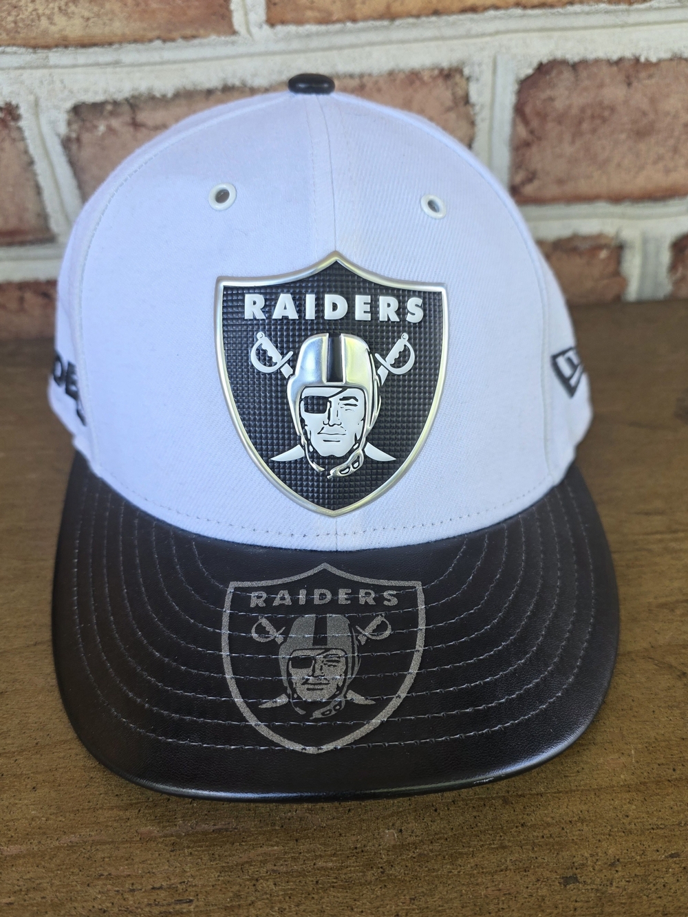 New Era White and Black Raiders FITTED 7 1/4 Hat